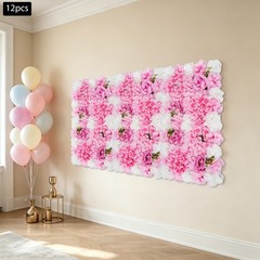 12 PCS Artificial Flowers Panels, Artificial Flower Panels Wall Mount decoration