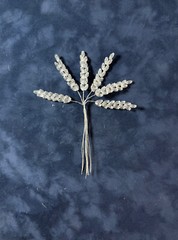 Clear Crystal Bead Leaves Spray With Wire Trim Bridal Bouquets A9810