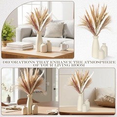 Ceric Vase Set of 6 with 100 Pcs Dried Ppas Grass Flowers,