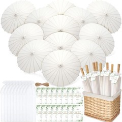 12 Pack 23.6 Inch Wedding Paper Parasols Thank You Cards White Vintage Bridal…
