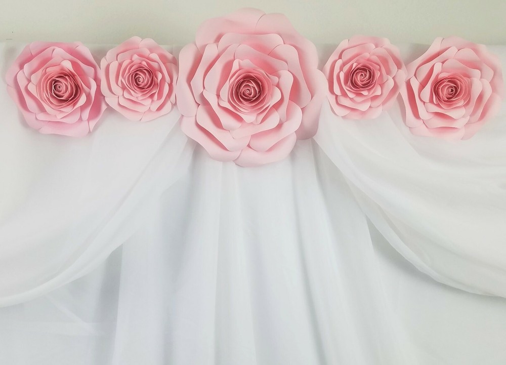 Decor In The Box 5 piece Handmade Paper Flower Set, Fully Assembled (Light Pink)