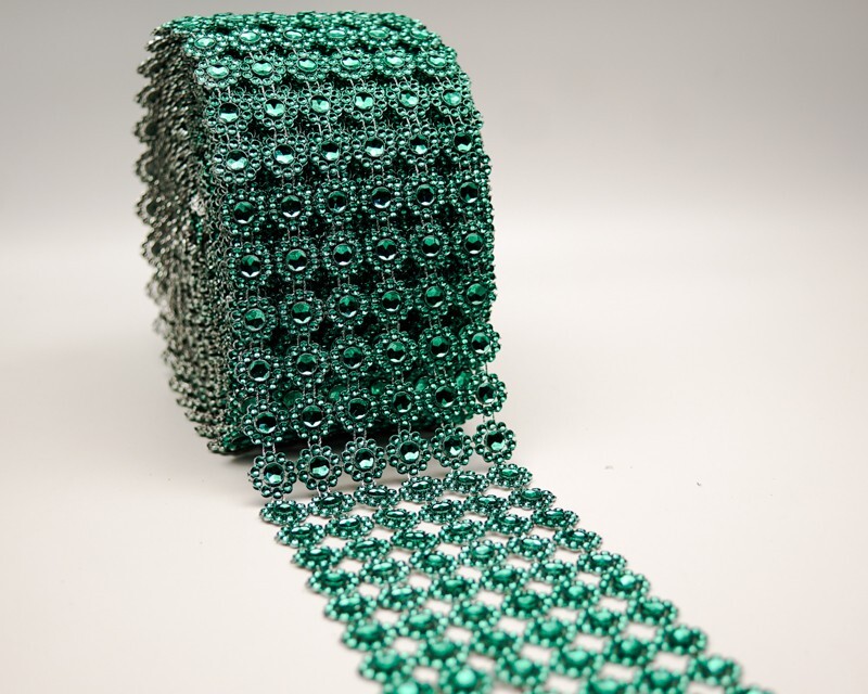 10YD Hunter Diamond Bling Mesh Rhinestone Ribbon Wrap Wedding Decoration 4″