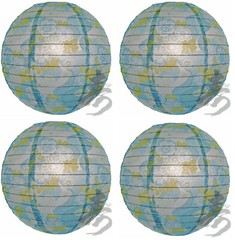 SET of 4 Japanese Chinese 16″ Round Paper Lantern Blue Sakura Home Party Decor
