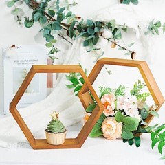 2 Hexagon 9″ Wood Geometric WALL SHELVES Wedding Party Decorations Supplies