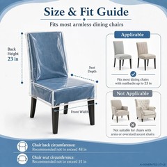 2 Pack Clear Plastic Dining Chair Covers, Waterproof Dining Chair Protectors wit