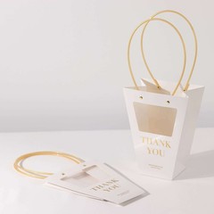 6 Clear White Window Paper Flower Gift Bags Handles Party Events Decorations