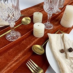 Luxurious Velvet Table Runner 120 Inches Wedding Table 20 x 120 inch Terracotta