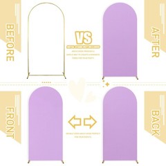 FUHSY Spandex Fitted Wedding Arch Cover Set of 3 Lavender Backdrop Arch Cover…