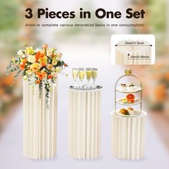 3PCS Cylinder Pedestal Stands Sturdy Multi-Use Display Columns for Wedding,