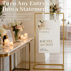 Gold Adjustable Wedding Welcome Sign Stand – 50/68 Inch Metal Holder