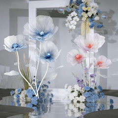 67-Inch White Tulle Poppy Flowers for Weddings, Parties, and Displays
