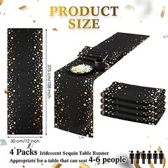 4 Pack Table Runner 12 x 108 Inch Sequin Rectangular Table Runners for