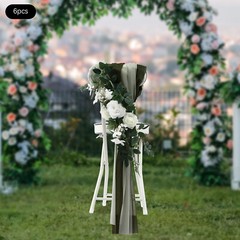 Wedding Chair Back Flowers Artificial Prevent Fading Wedding Chair Decorations~