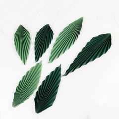 6 GREEN Leaves Hanging Paper Fans Wall Decor Party Centerpieces