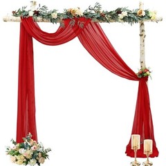 Wedding Arch Draping Fabric Sheer Fabric for 29″W x 216″L (Pack of 1) Red