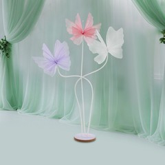 Giant 3-head Artificial Butterfly Decorations, for Wedding, White, Pink, Purple