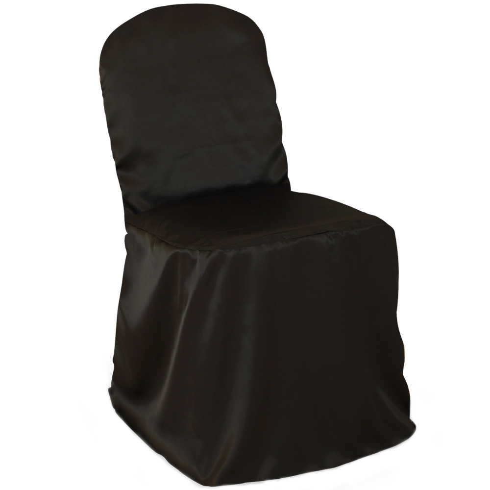 10 Wedding/Party Banquet Chair Covers – Satin – Black