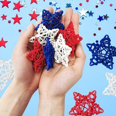 18pcs 4th of July Patriotic Star Rattan Decoration, Red Blue White Stars for …