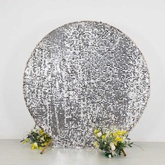 7.5 ft SILVER Sparkly Big Payette Sequin Backdrop STAND COVER Party Decorations