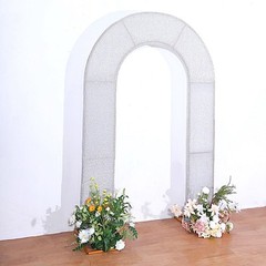 8ft SILVER Shimmer Fitted Spandex Open Arch Double Sided Backdrop STAND COVER