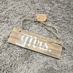 Burnes of Boston Wedding Chair Sign Set Brown White Wood Hanging Mr & Mrs 2pcs