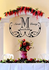 Elegant Wedding Monogram Custom Wall Vinyl Sticker Decal 30″h X 48″w