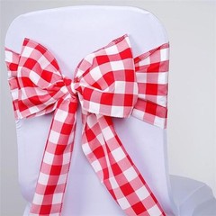 125 Checkered Gingham Polyester Chair Sashes Wedding Party Supplies Decorations