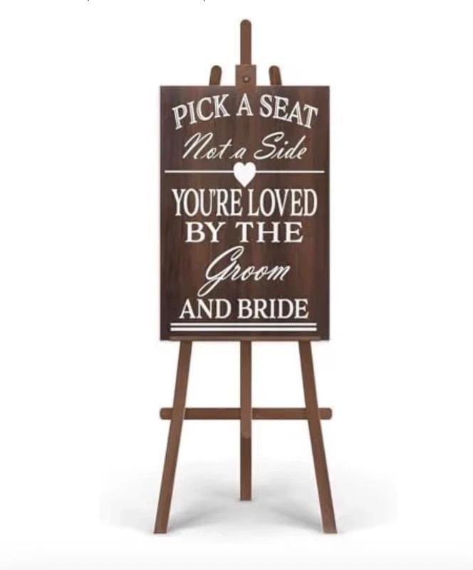 Pick A Seat Not A Side Wedding Sign Rustic Wedding Decor 12×18 NEW
