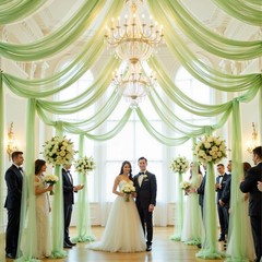 12 Panels Sage Green Wedding Arch W(30″) x H(19ft), 12 Panels,