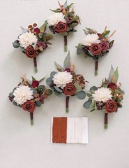 Ling’s Moment Artificial Flowers Bridesmaid Bouquet Set Of 6 Burnt Orange Weddin