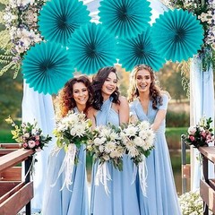 Easy Joy Teal Party Decorations Paper Fans Birthday Wedding Home Party Hangin…