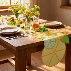 Summer Orange Citrus Table Runner 72×14 Inch Little Citrus Slice Birthday