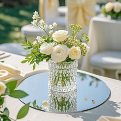 12 Pack Acrylic Round Mirrors for Table, 10″ Round Mirrors for Centerpieces C…