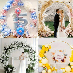 84 In. Gold Metal Circle Wedding Arch Frame Backdrop Trellis for Weddings, Valen