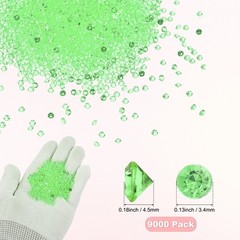 9000-Pack Fake Diamonds Crystal, 4.5mm Mini Clear Acrylic Gems [Light Green]