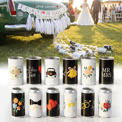 15 Pcs Just Married Wedding Car Decoration Kit – Black & White Handmade Aluminum