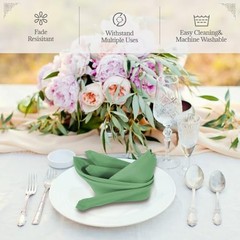 Heavy Duty Cloth Napkins – 17 x 17 Inch Solid Washable Polyester Sage Green