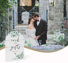 Greenery Cards and Gifts Sign, 8 x 11 Inch White Arch Acrylic Wedding Sign wi…