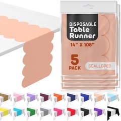 Peach Plastic Disposable Table Runner. 5 Pack 14 x 108 inch. Scallop Table Ru…