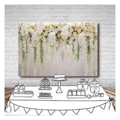 White Rose Floral Theme Photography Backdrops Bridal Shower 7×5 ft,