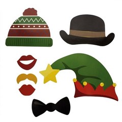 Photo Booth Props WIth Frame Christmas Theme Festive Holiday Party Fun