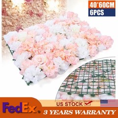 6 Pcs Artificial Silk Flower Wall Panel Floral Backdrop Party Wedding Decoration