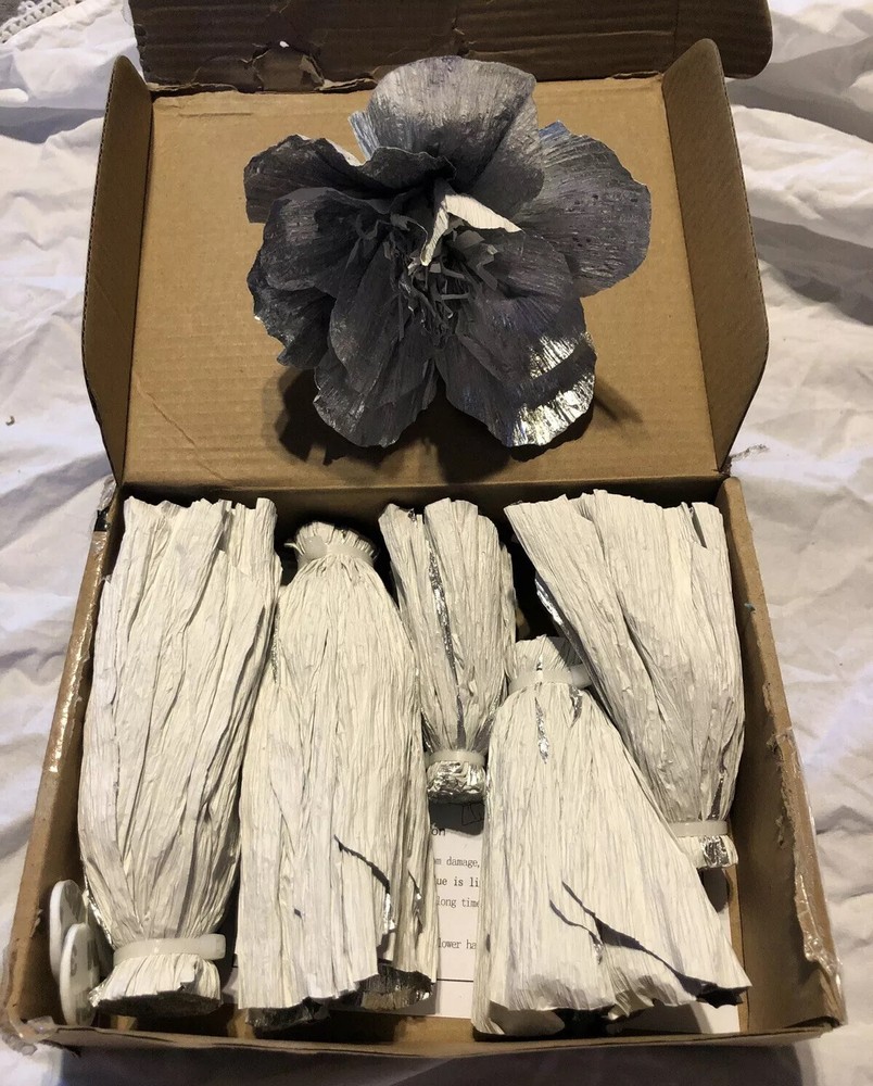 Paper Flowers White Foil Wedding DIY Party Decor Craft Small Backdrop 6 Pieces