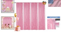 Pink Sequin Backdrop Curtain for Parties