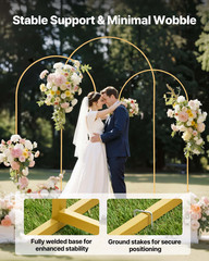 3PCS Gold Arch Backdrop Stand Set 8FT 7.2FT 6.6FT Wedding Party Decor