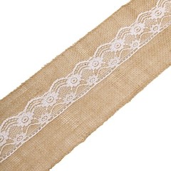 5×108-Inch Natural BURLAP CHAIR SASH White Floral Lace Party Event Supplies