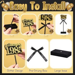 Yousoontic 4 Pcs 40th Birthday Table Decorations for Men Women, Black Gold Wo…