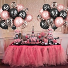 Black Rose Gold Happy 40th Birthday Balloons, 15 Pieces 40th Birthday Decorat…