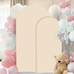 Spandex Arch Cover Set of 2 Arch Covers Stretchy Backdrop 6FT, 7.2FT Beige