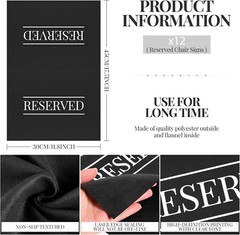 Reserved Signs Polyester 30x45cm 12 Pcs Reusable for Weddings Events Church